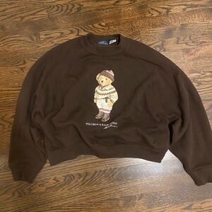 Ralph Lauren Brown Crewneck Sweater with Bear Design